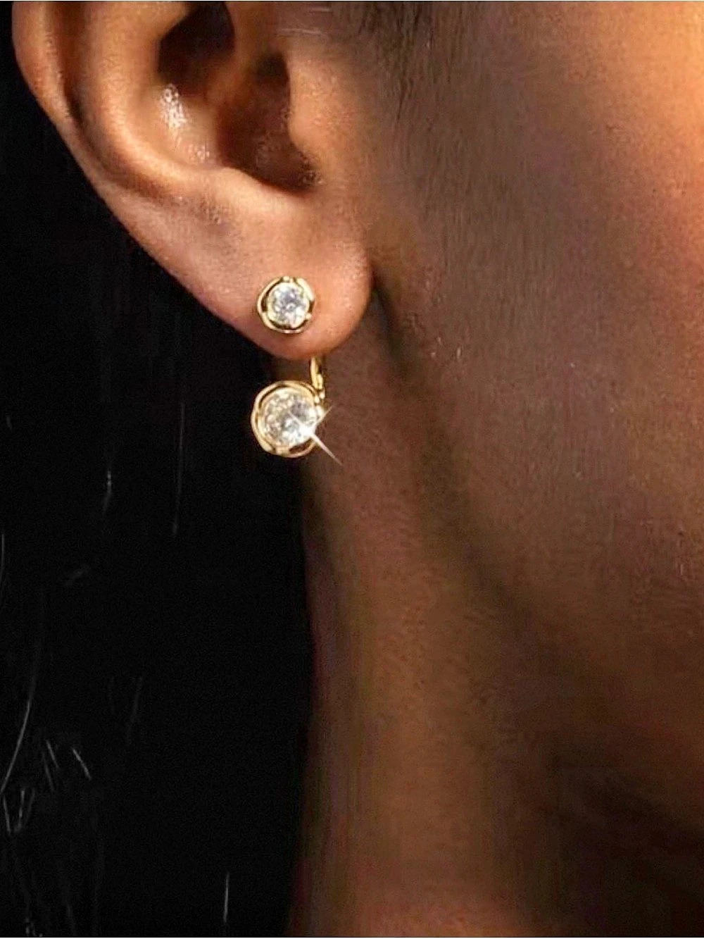 Gold-Tone Crystal Drop Earrings Like New
